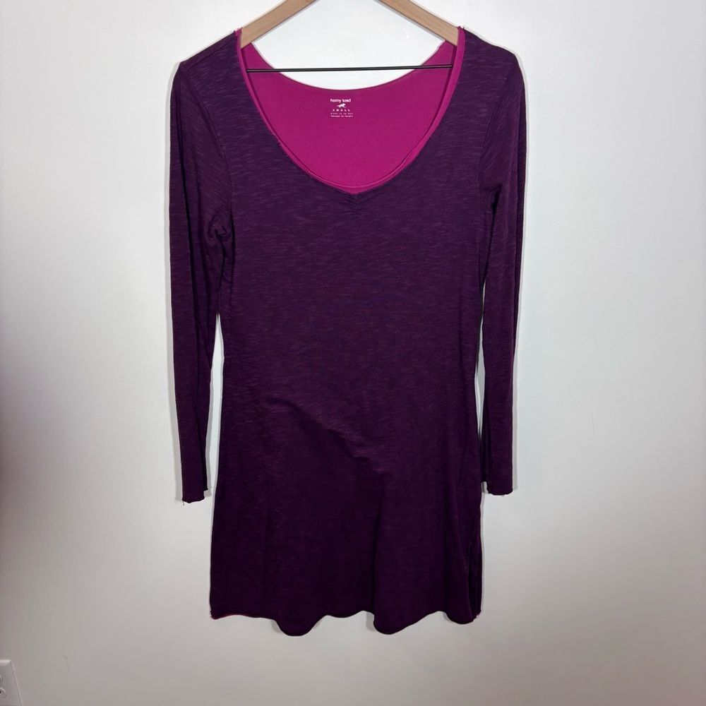 Horny Toad, Toad and Co long sleeve layered jersey dress size small purple